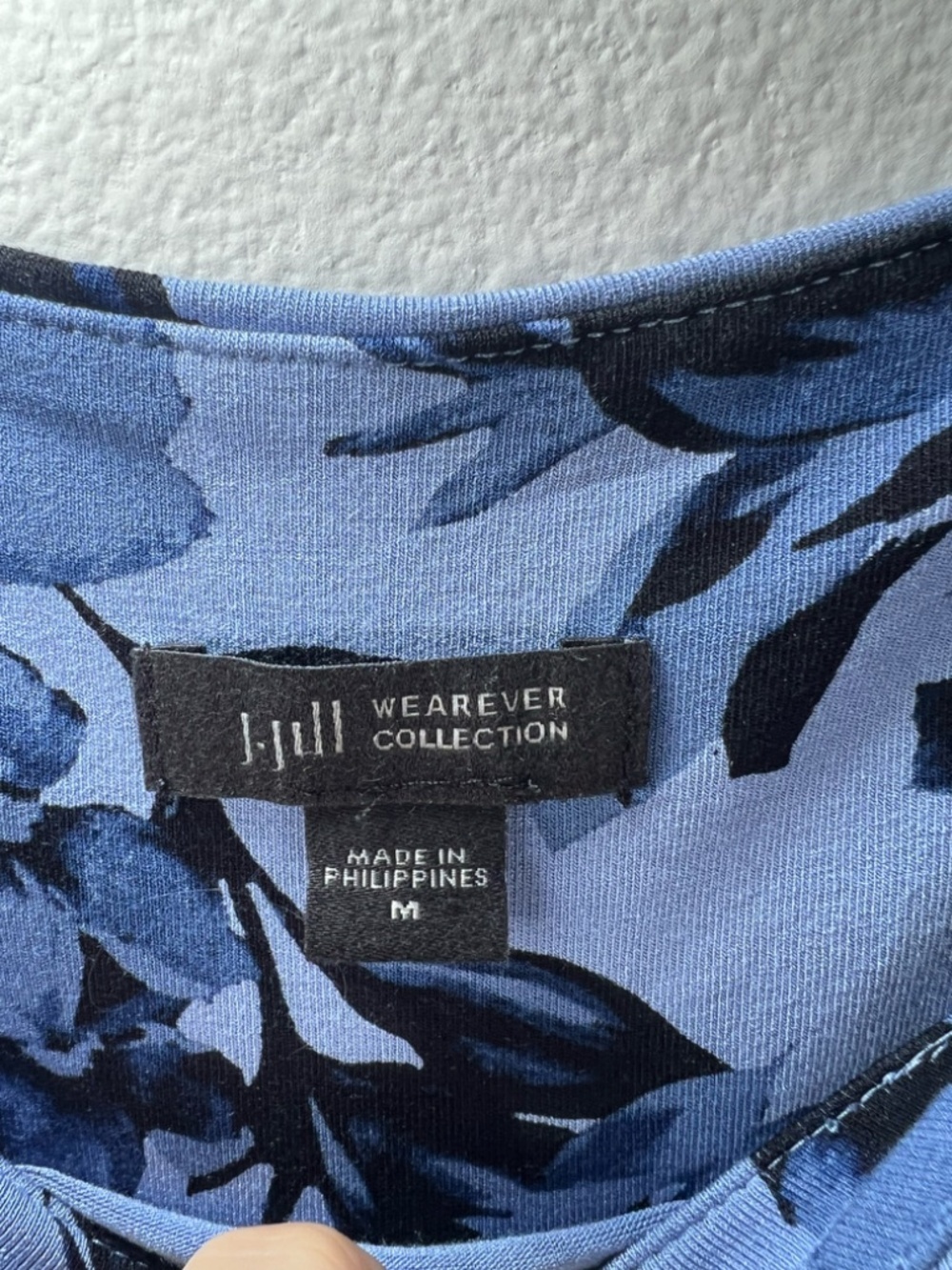 J. Jill Wearever Floral Shift Dress Blue Pockets Jersey Knit Cottagecore Medium - Picture 4 of 16